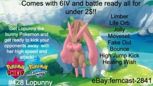 Pokemon Sword And Shield Shiny Lopunny 6IV Battle Ready Fast Delivery - Picture 1 of 6