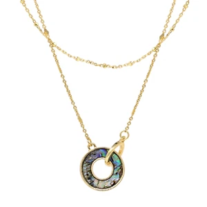 Double Layered Abalone Interlocking Charm Necklace - Bild 1 von 8