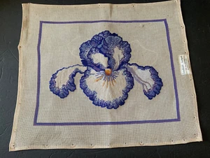 Stitchbirds Needlepoint Canvas Iris Flower Petit Point Started - Picture 1 of 6