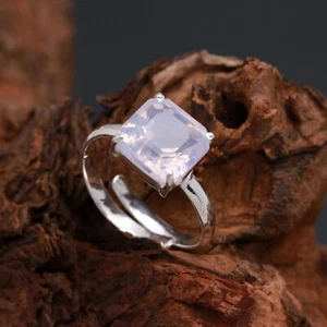 Natural Lavender Quartz Octagon Handmade Ring Solid Silver Jewelry Birthday Gift - Picture 1 of 10
