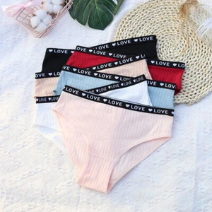 2 x Ladies Knickers Cotton Underwear Women Panties Love Ribbed Printed Briefs - Picture 1 of 22