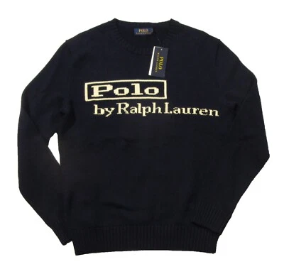 Suéter Pullover Polo Ralph Lauren Para Hombre Azul Logo Algodón Tejido Cuello Redondo Foto 1 de 3