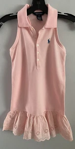 Ralph Lauren Sleeveless Eyelet Dress Collared Pale Pink Girl's Size S /7/ - Picture 1 of 4
