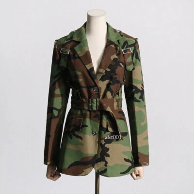 Primavera Otoño Ropa de Calle Moda Camuflaje Calce Ajustado Blazer Abrigos Abrigos Foto 1 de 4