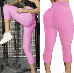 Women Tik Tok Leggings High Waist Tummy Control Butt Lifting Yoga Pants Workout - Picture 1 of 8