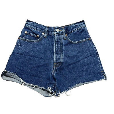 Lucky Brand Women's Traveler Denim Shorts Size 2 Waist 26 Frayed Hem Button Fly - Image 1 of 4