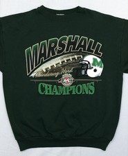 Vintage 1997 Marshall Thundering Herd Football MAC Champions Green Sweater Large