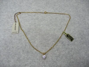 Vintage Hugo Korea Gold Tone Cubic Zirconia Pendant Necklace New 16" Long - Picture 1 of 8