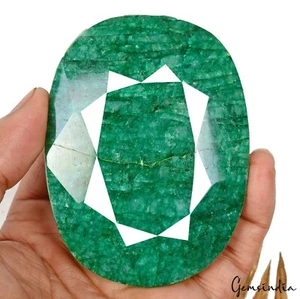 ENORME 1730 Ct Verde Naturale Brasiliano Smeraldo Ovale Sfaccettato Terra Preziosa Estratta - Foto 1 di 6