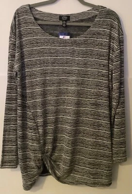 Nuevo con etiquetas Blusa túnica Jones New York Signature XXL a rayas negra/marfil envío gratuito Foto 1 de 3