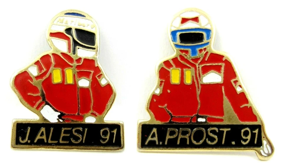 J. Alesi & A. Prost 91  Racing Drivers F1 Formula 1  Set of 2 Pins Badges - Image 1 of 4