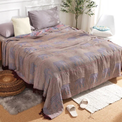 Chinese Soft Nap Blanket Summer Gauze Towel Blanket Traditional Craft Bed Cover - Image 1 of 4