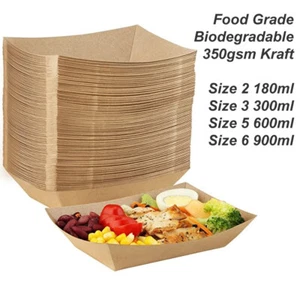 Lebensmitteltablett Einweg Pommes Reis Deli Snack Salat Kraft Papier Boot biologisch abbaubar - Bild 1 von 11