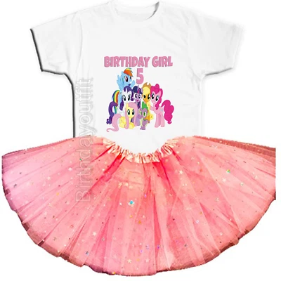 My Little Pony Party 5th Birthday Pink Tutu Outfit Personalized Name option - Image 1 of 4
