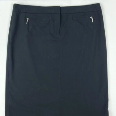Alfani Sleek Black Knee-Length Pencil Skirt with Front Zipper Pockets Size 16 - Image 1 of 4