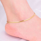 Women Girl Titanium Stainless Steel Gold Herringbone Chain Anklet Bracelet 8-10"