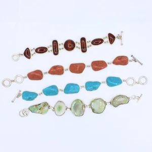Lot of 4 Coleman Whitney Kelly Sterling Agate, Jasper, Gem Bracelets - Picture 1 of 8
