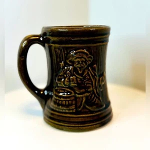 Vintage Nelson McCoy Pottery Brown Stoneware br Embossed Beer Mug Stein Tankard - Picture 1 of 9