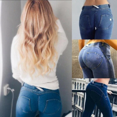 ON SALE! Women Denim Jean High Waist Leggings Slim Stretch Pencil Pants Trousers - Image 1 of 4