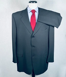 Canali Suit Mens 46R Black Wool 2 Piece 38x29 Italy - Picture 1 of 21