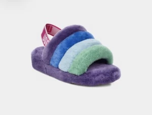 UGG FLUFF YEAH SLIDE RAINBOW PURPLE SANDAL US 6 - Picture 1 of 5