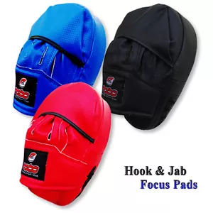 Focus Pads PRO Boxing Rex Leather Training Hook & Jab MMA Punch Bag Mitts Curved - Picture 1 of 4