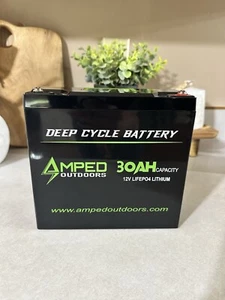 Amped Outdoors 30AH Capacity 12V LIFEP04 Lithium Deep Cycle Battery - Picture 1 of 3