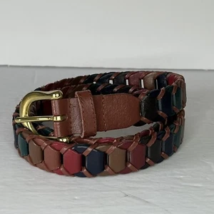 Vintage Amiee-Lynn Braided Leather Belt Multicolor Fits to Size Large Adjustable - Picture 1 of 9