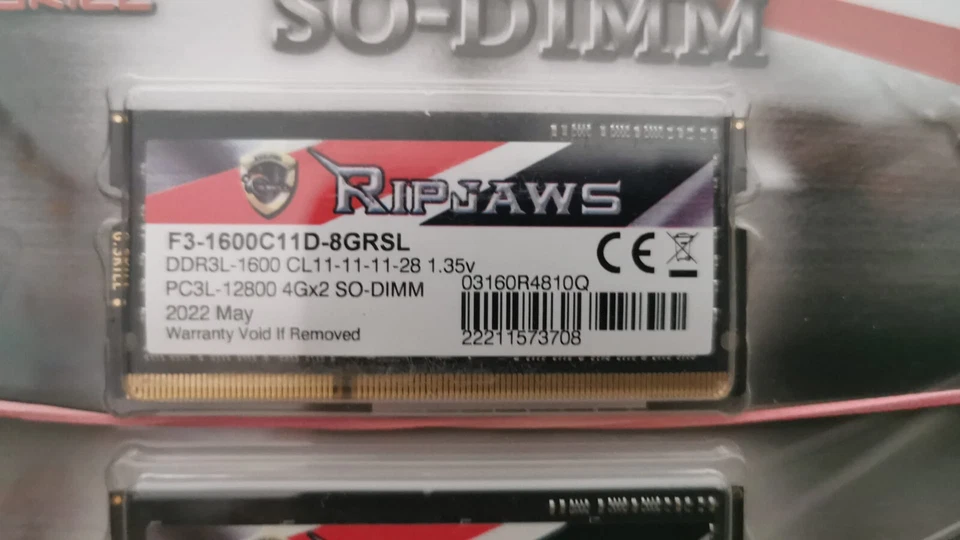 G.SKILL RIPJAWS 8GB (2x4GB) DDR3L-1600 PC3L-12800 204p SO-DIMM F3-1600C11D-8GRSL - Bild 1 von 1