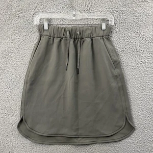 Lululemon On The Fly Skirt Woven Grey Sage Green Travel Business Casual Women 4 - Picture 1 of 7