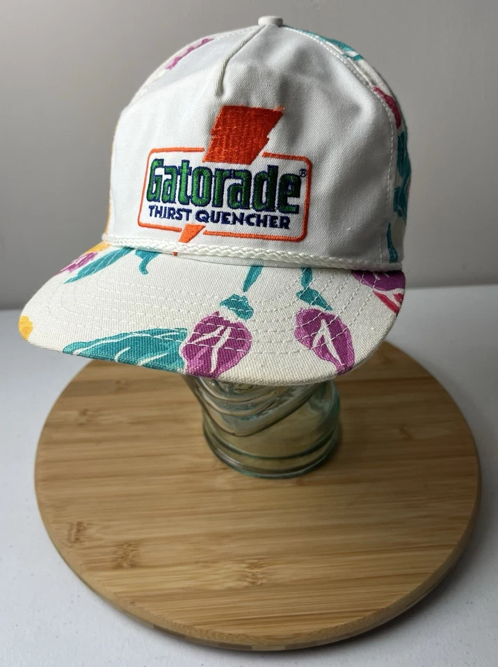 Gatorade Thirst Quencher Vintage Años 80 Floral Correa Sombrero Promo Golf Blanco EE. UU. Foto 1 de 4