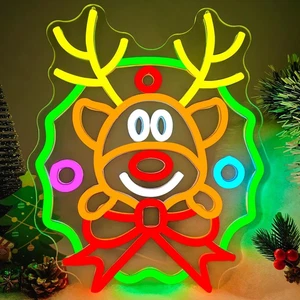 Weihnachtselch Leuchtreklame Rentier LED Licht dimmbar Wand Fenster Xmas Wohndeko - Bild 1 von 12