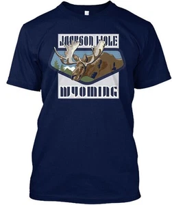 Jackson Hole Mountaintop Moose - Wyoming T-Shirt Made in the USA Size S to 5XL - Picture 1 of 5