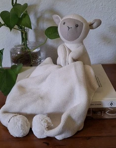 Pottery Barn Kids Cotton Knit Lamb Blanket Thumbie Oeko Tex Baby Lovie - Picture 1 of 8
