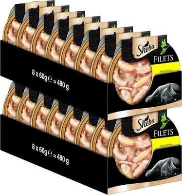 SHEBA Filets Katzennassfutter Feinstes  16 x 60g Schalen mit Huhn Großpackung - Bild 1 von 4