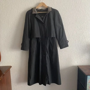 New Vintage Y2K Trench Coat 12p Dark Green Soft Faux Suede Hooded FS Rainwear - Picture 1 of 11