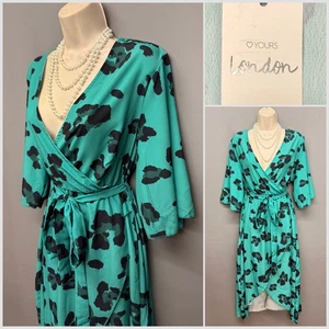NEW Your Clothing London Turquoise Asymmetric Belted Dress UK 18 EUR 46 Made UK - Picture 1 of 13