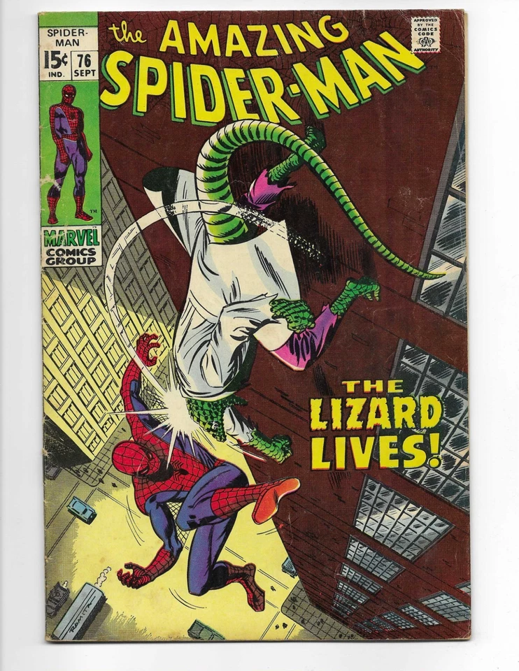 Amazing Spider-Man 76 1969 Marvel Comics VG+ 4.5 Lizard Human Torch Gwen Stacy - Image 1 of 2