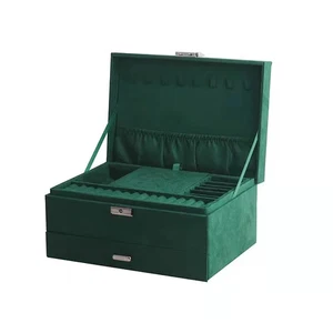 Caja de almacenamiento de joyas de doble capa de terciopelo soporte de pulsera de collar de gran capacidad - Imagen 1 de 23
