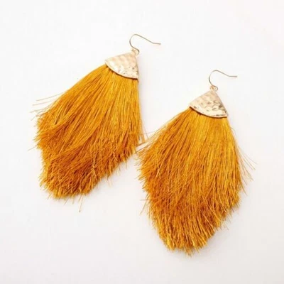 Women Drop Boho Jewelry Dangle Bohemian Chunky Hook Fringe Earrings Tassel Long - Image 1 of 4