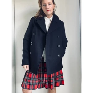 Vintage 90s Peacoat Size Small Wool Blend classic Looks Winter coats Blackhgh2,6 - Picture 1 of 8