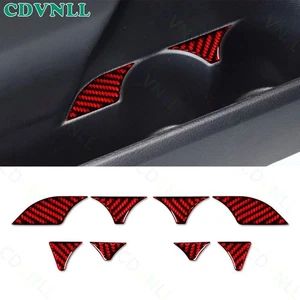 For Toyota Tacoma 2016-2023 Inner Door Water Cup Cover Sticker Red Carbon Fibre - Picture 1 of 10