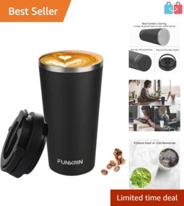 Leak-Proof 16oz Iced Coffee Tumbler with Handle - Perfect for Travel & Parties - Picture 1 of 10