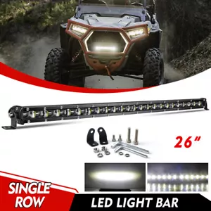 Straight Slim 26" LED Work Light Bar For Polaris Can-Am X3 RZR 1000 ATV UTV 4WD - Picture 1 of 12