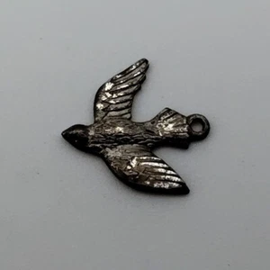 Charm Vintage Uccellino Vieni Spirito Santo Illuminami Cattolico Religioso Sterling 925 - Foto 1 di 2
