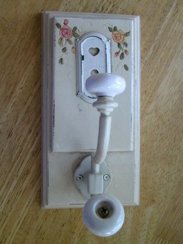 WALL HOOK shabby porcelain hooks roses keyhole cottage white hat coat  3.23 Cover