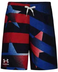 Under Armour UA Flag Streamer Drawstring Volley Swim Shorts Big Boys YL Multi - Picture 1 of 16