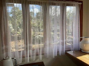 5m wide x 137cm drop Kerry Textured WHITE Sheer Curtain - Rod pocket VALUE - Picture 1 of 10