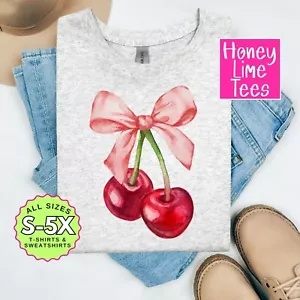 Coquette Bow Cherries ~ T-shirts, Sweatshirts - Picture 1 of 3