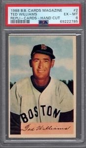 1988 B.B. Cards Magazine #2 TED WILLIAMS PSA 6 EXMT Repli-Cards 1954 Bowman - Picture 1 of 2